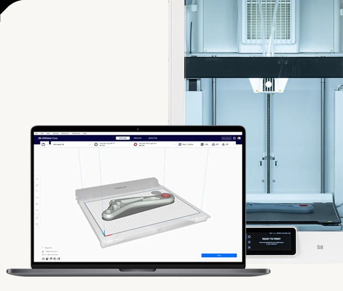 UltiMaker Cura dilimleme programı arayüzü